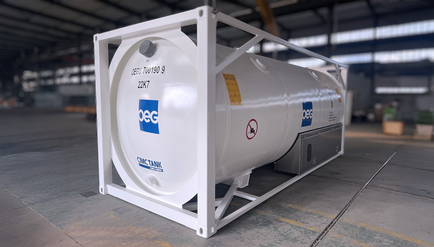 OEG cryogenic tank in workshop.