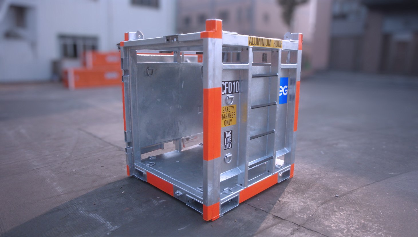 OEG IBC in workshop yard.