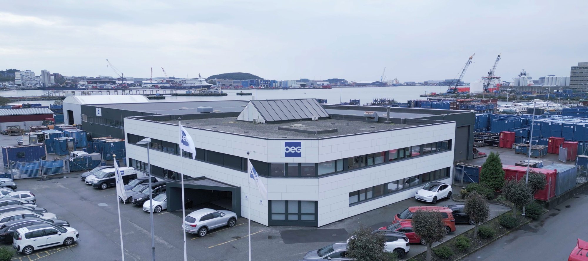 Aerial drone view of the OEG office in Tananger.